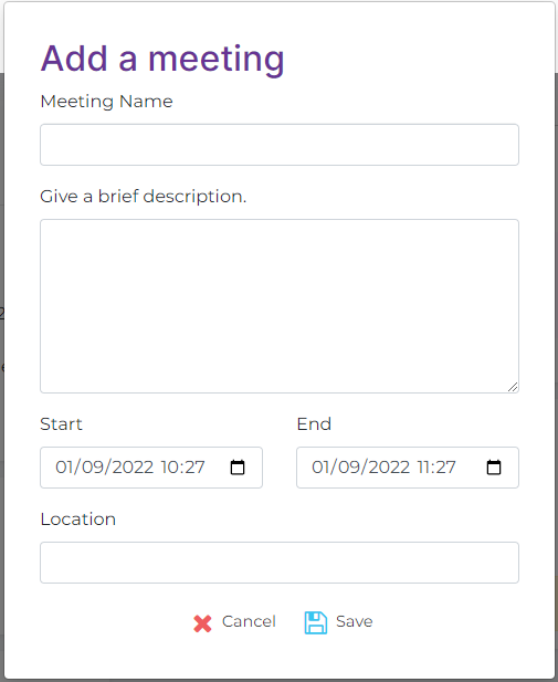 Add Client Meeting Popup