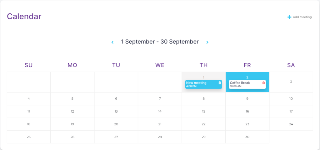 Contact Meeting Calendar Display