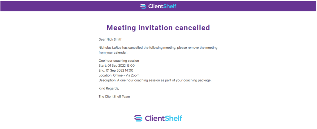 Meeting Cancelled Email