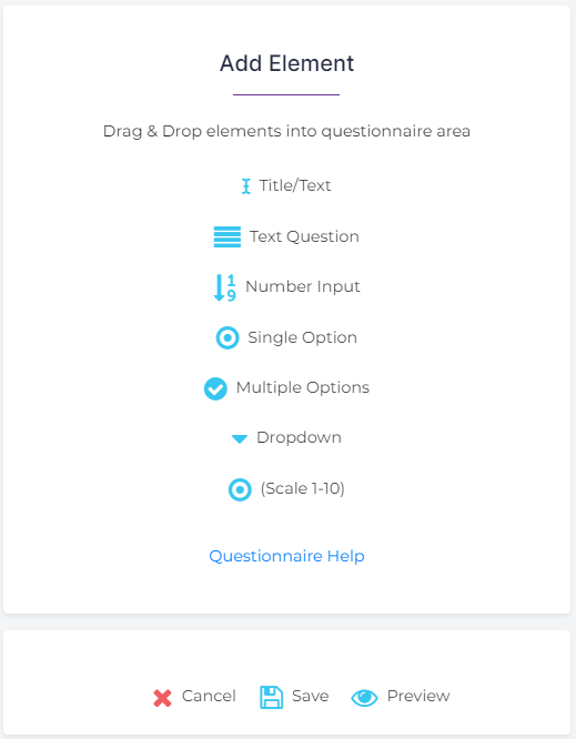 Questionnaire Element Toolbar